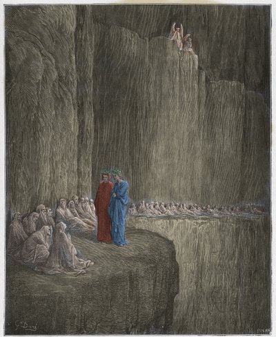 Purgatorio, Canto 13: Sapia reinigt zijn schuldige leven, illustratie uit De Goddelijke Komedie van Dante Alighieri, 1885 door Gustave after Dore